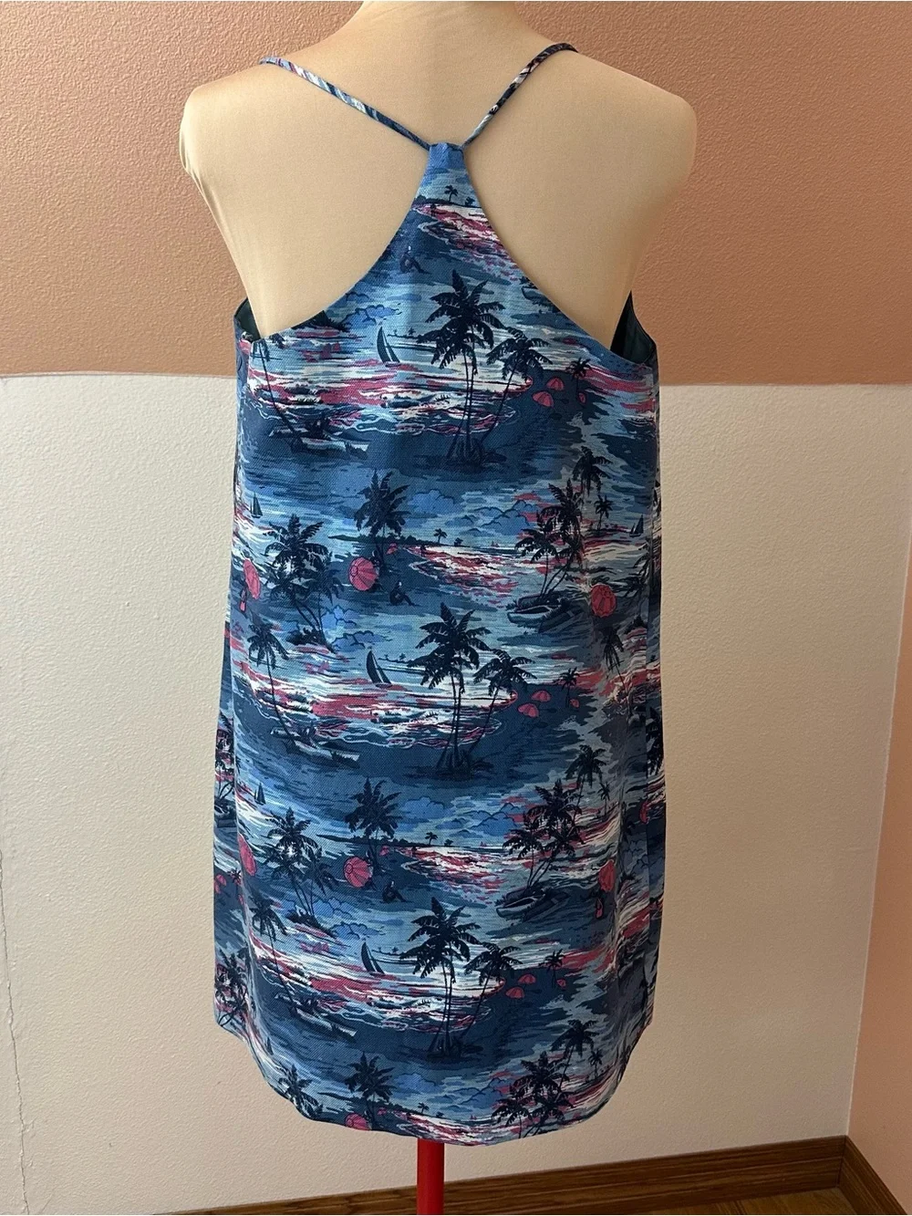 J.Crew Dress Womens 12 Linen Cotton Tropical Print Lined Sundress Resort Cruise